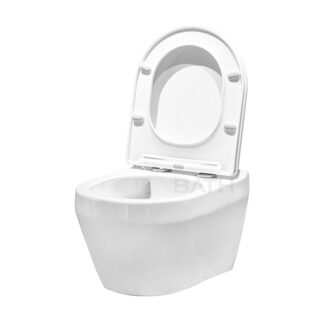 ORTONBATH™  Rimless D Shape Compact Cistern Easy Installation Large Size Wall Hung Toilet Pan Toilet Bowl Wall Mounted Toilet with UF SEAT COVER OTM023