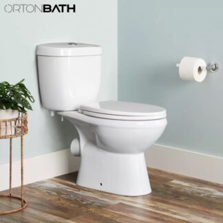 ORTONBATH™ Europe chain store Short Projection Round Washdown Bowl 2-Piece Wash Down Toilet with Standard P Trap Soft Close Seat Cover OTM02RD