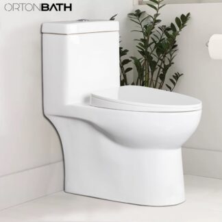 ORTONBATH™ Siphonic Dual Flush Elongated One piece Toilet with Soft Close PP/UF Seat cover With High-Efficiency Supply OTM1117
