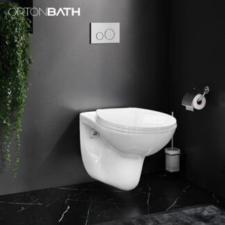 ORTONBATH™  rimless Round Germany Concealed Cistern Economical Toilet Bowl Water Closet Dual-Flush Wall Hung Toilet with soft close Seat and Cover OTM20