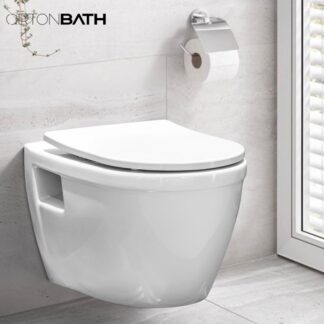 ORTONBATH™ Dual Flush Concealed Wc Cistern Wall Hung Toilet with Soft Close Seat and Cover exposed easy installation screw hole OTM3101