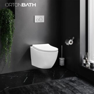ORTONBATH™ RIMLESS wall-hung  toilet powerful Tornado Flush  wall mounted toilet with concealed cistern and soft close seat cover OTM3105MW