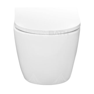 ORTONBATH™ White Round Concealed Cistern Elongated Hidden Fixation Rimless Wash Down Toilet Bowl Dual-Flush Wall-Hung Toilet OTM3107