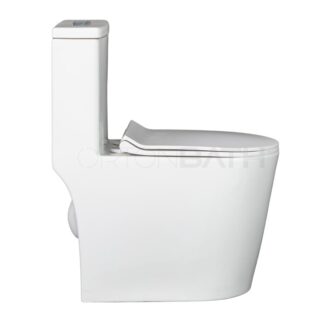 ORTONBATH™ Siphon Jet Flush Toilet With Elongated one piece bowl Dual 1.1/1.28 GPF  and Slow soft Close Seat Comfort Height OTM580AB