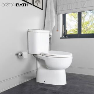 ORTONBATH™ Close Coupled Modern Cloakroom Bathroom Toilet Pan Cistern WC And Soft Close Seat White   OTM59