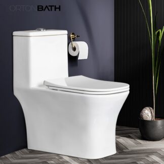ORTONBATH™ SQUARE BOWL SIPHONIC FLOOR MOUNT ONE PIECE TOILET WITH PP SOFT CLOSE SEAT COVER AND COMFORT HEIGHT OTM73A/B