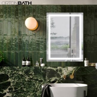 ORTONBATH™   24X32 LED Bathroom Mirror with Memory Lights Anti-Fog Dimmable Backlit + Front Lit Lighted Bathroom Vanity Mirror (Horizontal/Vertical) OTMARC0801