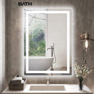 ORTONBATH™   Backlit Bathroom LED Mirror, Wall Mounted Bathroom Mirrors with LED Light, Horizontal / Vertical Anti-Fog Makeup Mirror (Horizontal/Vertical) OTMARC10002