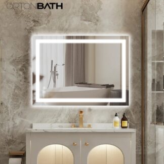 ORTONBATH™   Bathroom Mirror with Lights 24X36 Inch Front and Backlit Lighted for Bathroom Wall with 3 Colors Dimmable Anti-Fog Memory Shatter-Proof (Horizontal/Vertical) OTMARC10003