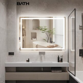 ORTONBATH™   LED Lighted Bathroom Mirror 24X 32, Dimmable Vanity Mirror with Lights, Anti-Fog, ETL Listed (Backlit and Front Lighted) OTMARC12001