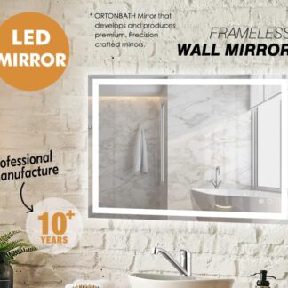 ORTONBATH™    LED Mirror for Bathroom Adjustable 3000K/4500K/6000K Light Bathroom Vanity Mirror with Lights Wall Mounted Anti-Fog Dimmable Front Lighted Mirrors(Backlit and Front Lighted) OTMARC12002