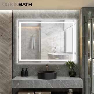 ORTONBATH™    LED Mirror for Bathroom Adjustable 3000K/4500K/6000K Light Bathroom Vanity Mirror with Lights Wall Mounted Anti-Fog Dimmable Front Lighted Mirrors(Backlit and Front Lighted) OTMARC12002