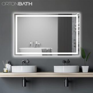 ORTONBATH™     LED Bathroom Mirror Gradient Front and Backlit LED Mirror for Bathroom 3 Colors Dimmable CRI>90 Double Lights IP54 Enhanced Anti-Fog Mirror(Backlit and Front Lighted) OTMARC14001