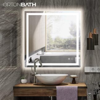 ORTONBATH™   LED Rectangle Mirror Glass with Sensor for Bathroom/3 Tone (White Light, Natural Light, Warm Light) /Designer Mirror for Living Room / Bedroom / Dressing Room (Horizontal/Vertical) OTMARC8001