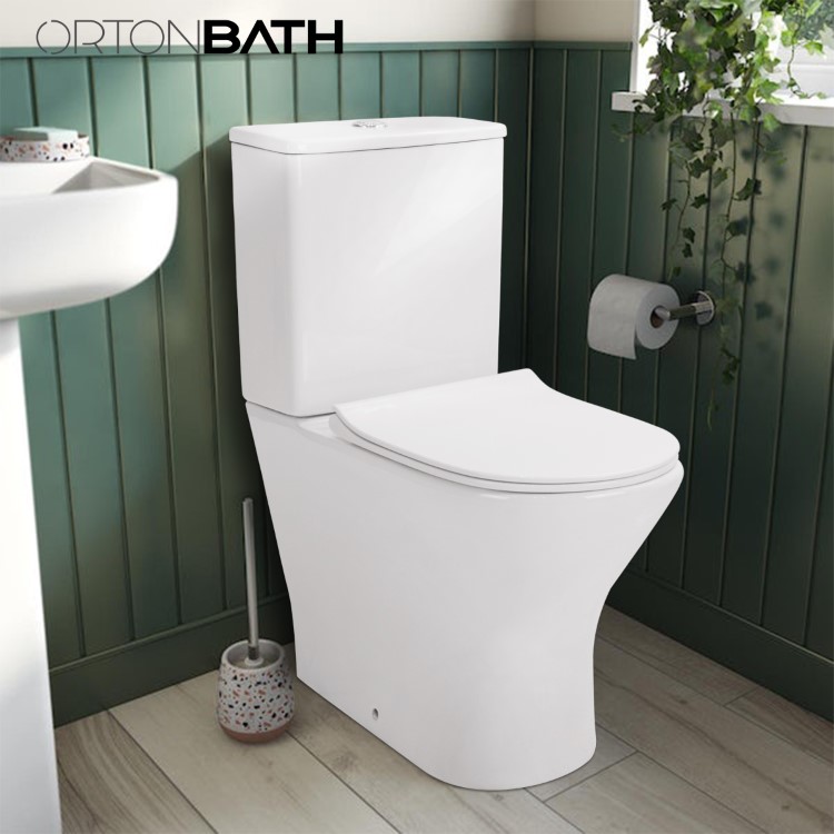 Ortonbath Rimless Square Compact Consealed Cistern Easy Installation Wall  Hung Toilet Pan Toilt Bowl Wall Mounted Toilet with Soft Close Seat Cover -  China Sanitary Ware, Europe Toilet