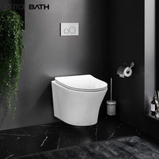 ORTONBATH™ CE CERTIFIED Round Europe Concealed Cistern Economical Toilet Bowl Water Closet Dual-Flush Wall Hung Toilet with Seat and Cover OTMG61