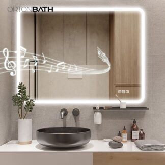 ORTONBATH™   Vanity Smart Mirror with Lights Wall Mounted 24X32 Inch Dimmer Defogger Crystal Clear Shatterproof LED Bathroom Mirror with Bluetooth Music Speaker Vertical/Horizontal OTSM1211