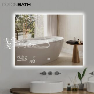 ORTONBATH™   Bathroom Wall Mounted LED Vanity Mirror Frameless Rectangular Smart Mirror with Touch Switch Anti-Fog Three-Clolor Dimming Bluetooth OTSM1214