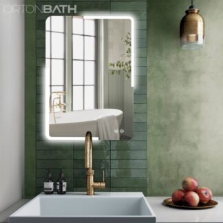 ORTONBATH™   Frameless Frontlit Bathroom LED Mirror Wall Mounted Bathroom Mirrors with LED Light Horizontal/Vertical Anti-Fog Makeup Mirror (Horizontal/Vertical) OTY013