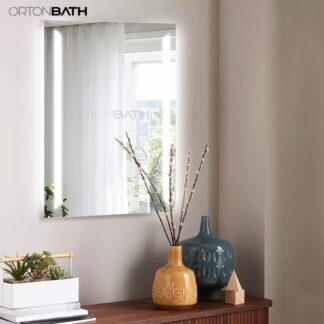 ORTONBATH™  LED Bathroom Mirror 2 LED Strips Frontlit Lighted Vanity Mirror Anti Fog Stepless Dimmable 3 Colors CRI90+ Double Lights Wall Mirror OTY017