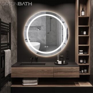 ORTONBATH™   Round Bathroom LED Mirror Frontlit Anti-Fog 3 Colors Light Dimmable Wall Mounted Circle Vanity Mirror OTYR003