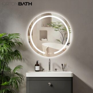 ORTONBATH™   32inch Round Bathroom LED Mirror 24 Inch Frontlit Anti-Fog 3 Colors Light Dimmable Wall Mounted Circle Vanity Mirror OTYR004