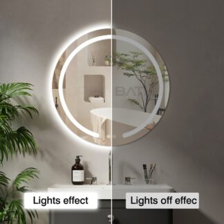 ORTONBATH™   32inch Round Bathroom LED Mirror 24 Inch Frontlit Anti-Fog 3 Colors Light Dimmable Wall Mounted Circle Vanity Mirror OTYR004
