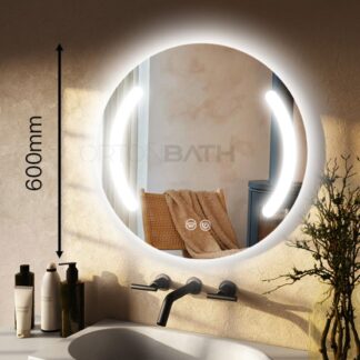 ORTONBATH™   Round Bathroom LED Light Illuminated Mirror Frontlit Anti-Fog 3 Colors Light Dimmable Wall Mounted Circle Vanity Mirror OTYR06
