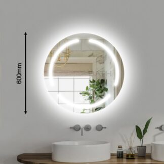 ORTONBATH™    Round Bathroom Waterproof Circle Lighted Vanity Mirror LED Mirror Frontlit Lighted up Makeup Mirror with Dimming Wall Mounted Mirror (Backlit and Front Lighted) OTYR009