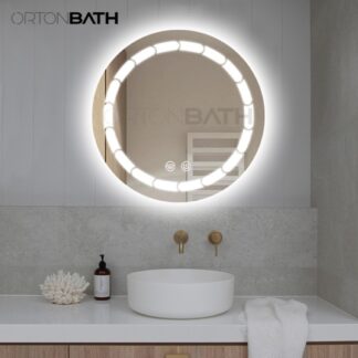 ORTONBATH™   600X600mm Round Illuminated LED Light Bathroom Mirror Backlit Makeup Mirror with Sensor Touch Control Anti-Fog Mirror with Warm White Light OTYR010