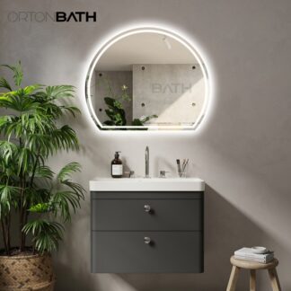 ORTONBATH™   Bathroom Mirror with Lights LED Backlit Mirrors Irregular Vanity Mirror Half Circle Frameless Makeup Mirror Anti-Fog Wall Mounted Mirror OTYU001