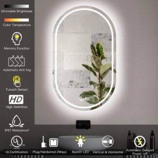 ORTONBATH™   Oval Frameless LED Bathroom Mirror 40