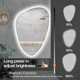 ORTONBATH™   Irregular LED Shape Bathroom Mirror Creative Makeup Mirror Wall-Mounted Mirror Left/Bottom Cut Warm White Light HD Anti-Black Explosion-Proof Mirror OTYU010